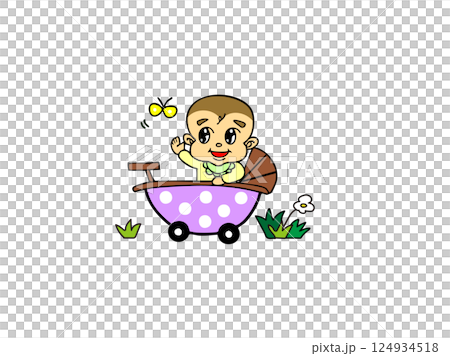 バギーに乗る赤ちゃん バギーに乗る赤ちゃん 124934518