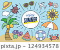 夏のかわいいイラストセット 124934578
