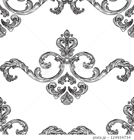 Flourish luxury seamless pattern baroque background illustration 124934734