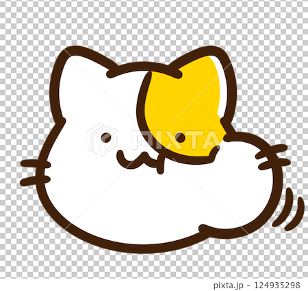 もぐもぐ何かを食べている様子のかわいいねこの顔イラスト もぐもぐ何かを食べている様子のかわいいねこの顔イラスト 124935298