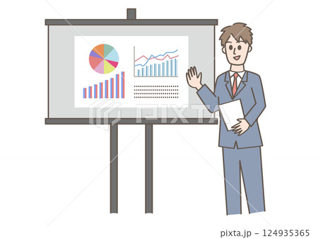 立ってプレゼンする人のイラスト素材 [124935365] - PIXTA