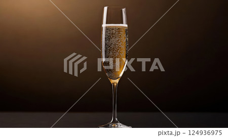 glass of sparkling champagne with fine bubbles, perfect for celebrations glass of sparkling champagne with fine bubbles, perfect for celebrations 124936975