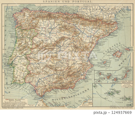20世紀初期　世界地図　スペイン　ポルトガル 124937669