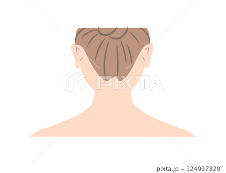 後ろを向いた女性のうなじのイラスト素材 124937820