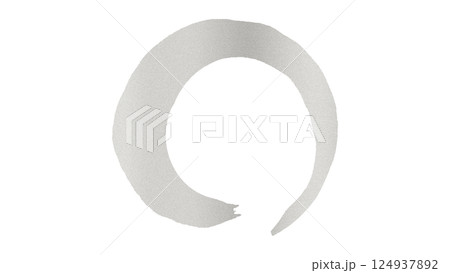 丸　筆文字　円　手書き文字　シルバー銀色イラスト素材　背景白　png 124937892