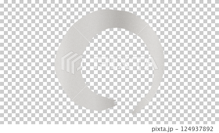 丸　筆文字　円　手書き文字　シルバー銀色イラスト素材　背景白　png 124937892