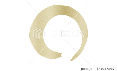 丸　筆文字　円　手書き文字　ゴールド金色イラスト素材　背景白　png 124937893