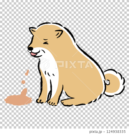 手繪老年犬嘔吐插圖 124938335