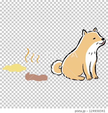Illustration of a senior dog peeing 124938341