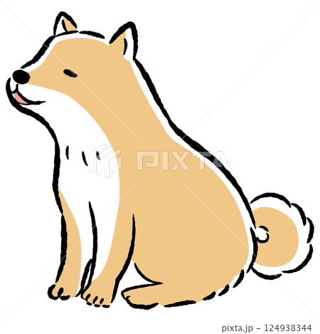 おすわりするのんびりした表情の犬のイラスト おすわりするのんびりした表情の犬のイラスト 124938344