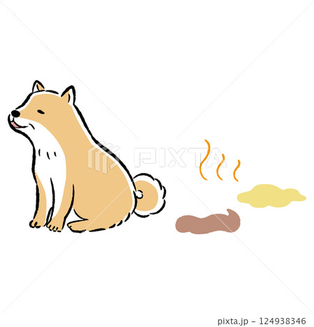 おもらしするシニア犬のイメージイラスト 124938346