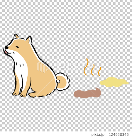 Illustration of a senior dog peeing 124938346