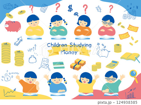 お金について学ぶ子どもたち お金について学ぶ子どもたち 124938385