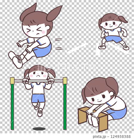 體能測試女孩設定插圖 124938388