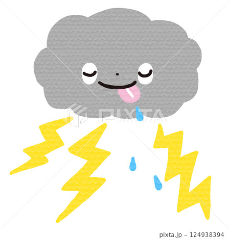 かわいい雷雨のイラスト かわいい雷雨のイラスト 124938394