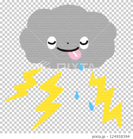 かわいい雷雨のイラスト かわいい雷雨のイラスト 124938394