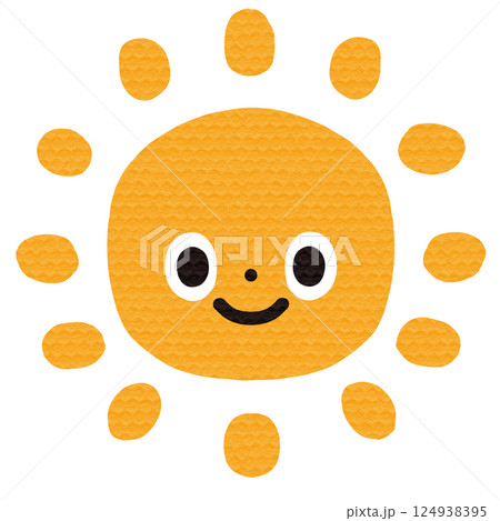 かわいいオレンジ色の太陽イラスト かわいいオレンジ色の太陽イラスト 124938395