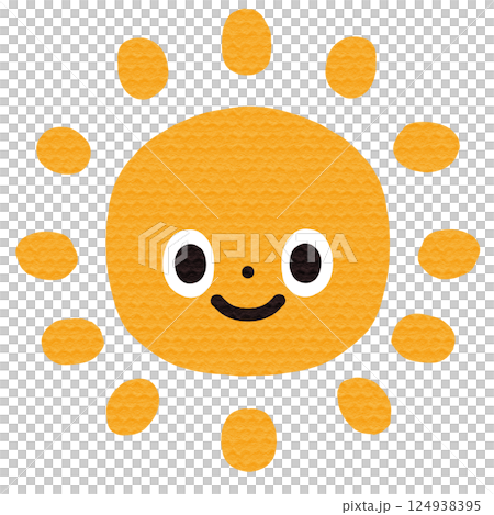 かわいいオレンジ色の太陽イラスト かわいいオレンジ色の太陽イラスト 124938395