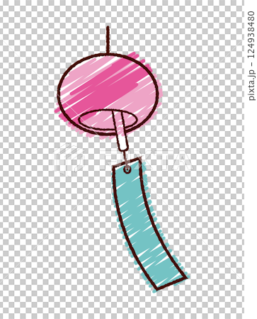 手書き風ゆれる風鈴カラーイラスト 124938480