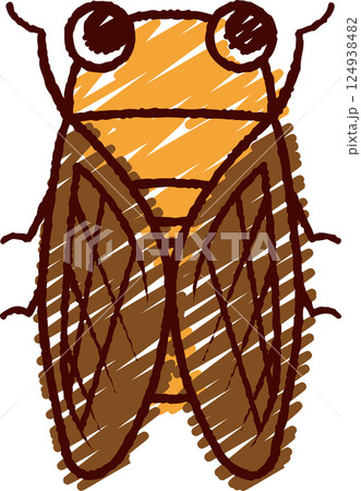 手書き風セミのカラーイラスト 124938482