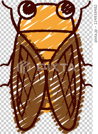 Hand-drawn style cicada color illustration 124938482