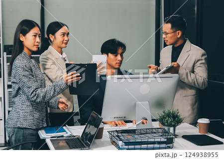 Large group of worried business people having a meeting. Large group of worried business people having a meeting. 124938955