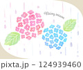 紫陽花と雨のイラスト 124939460