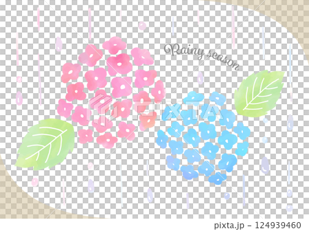 紫陽花と雨のイラスト 124939460
