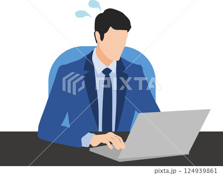 仕事に失敗して急いで対応するビジネスマンのイラスト 124939861