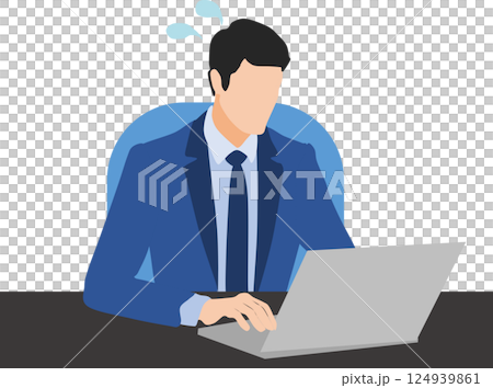 仕事に失敗して急いで対応するビジネスマンのイラスト 124939861