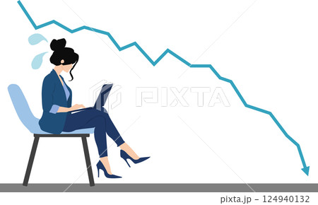 株価暴落して損切をするビジネスマンのイラスト 124940132
