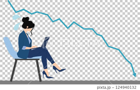 株価暴落して損切をするビジネスマンのイラスト 124940132