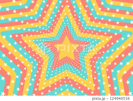 同心状の星、星のデコレーション、イメージ背景、ポップなデザイン 同心状の星、星のデコレーション、イメージ背景、ポップなデザイン 124940516