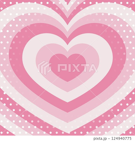 同心状のハートとドットのパターン背景、ポップなデザイン、正方形サイズ 同心状のハートとドットのパターン背景、ポップなデザイン、正方形サイズ 124940775