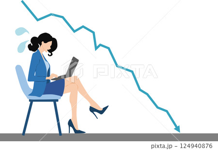 株価暴落して損切をするビジネスウーマンのイラスト 株価暴落して損切をするビジネスウーマンのイラスト 124940876