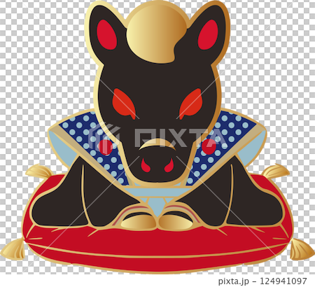 New Year 2026 New Year's card 2026 Fukusuke doll Fukusuke Year of the Horse Horse Year of the Horse Cute Illustration material 124941097