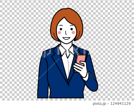 スマホをを持って話すスーツの女性 124941129