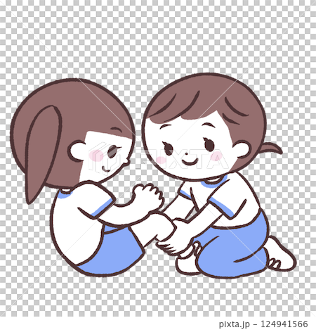 一個女孩做仰臥起坐的插圖 一個女孩做仰臥起坐的插圖 124941566