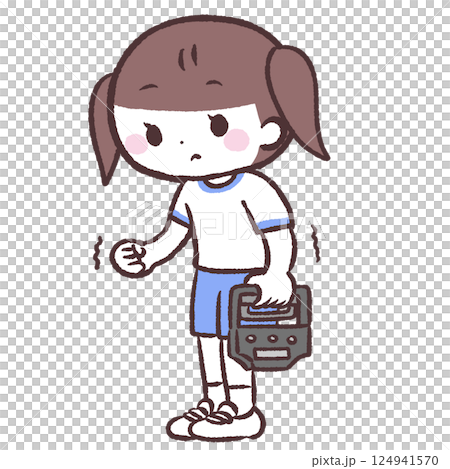 握力をはかる女の子イラスト 124941570