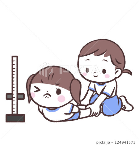 上体起こしする女の子イラスト 124941573