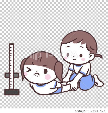 上体起こしする女の子イラスト 124941573