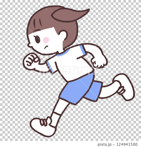 跑步的女孩插圖 跑步的女孩插圖 124941580