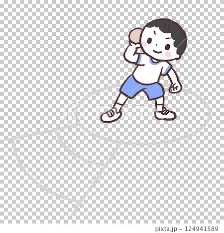 ボール投げする男の子イラスト 124941589