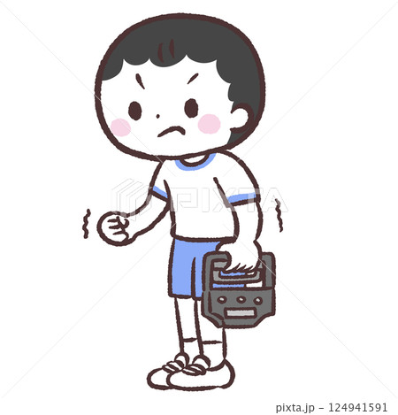 握力をはかる男の子イラスト 124941591