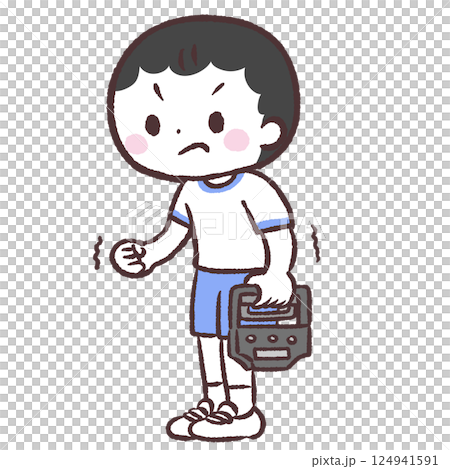 握力をはかる男の子イラスト 124941591