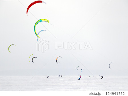 Winter kitesurfing Winter kitesurfing 124941732