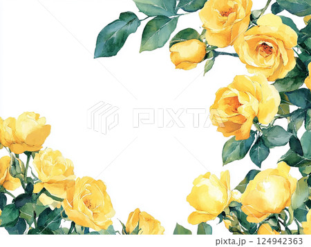 黄色いバラのフレーム 124942363