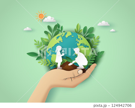 earth globe in human hands earth globe in human hands 124942706