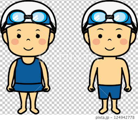 Boys and girls in swimsuits 124942778