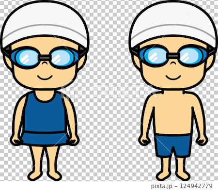 Boys and girls in swimsuits 124942779